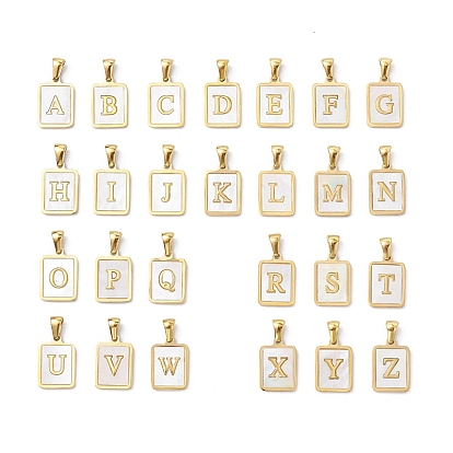 26шт. буква a~z ионное покрытие (ip) 304 подвески из нержавеющей стали в виде ракушки, прямоугольный шарм