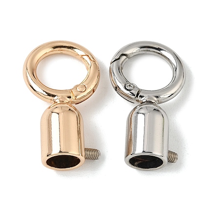 Alloy Cord Ends, End Caps, Column, with Screws & Spring Gate Ring
