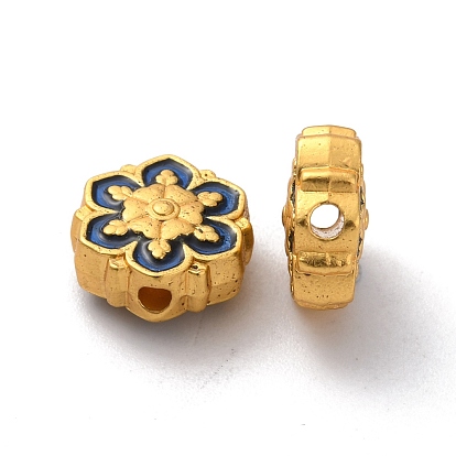 Alloy Enamel Beads, Matte Gold Color, Flower