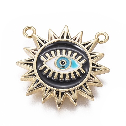 Brass Pendants, with Enamel, Sun with Evil Eye
