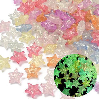 Светящиеся прозрачные акриловые бусины, звезда, с блеском порошок