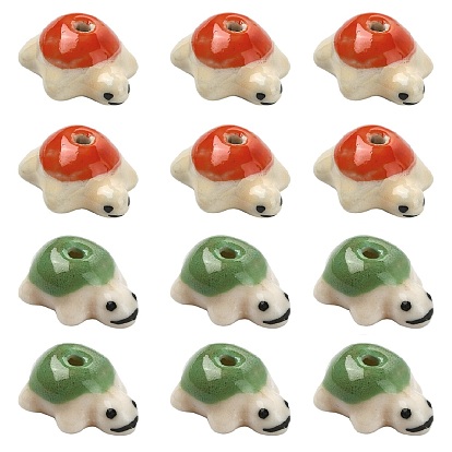 12 шт. 2 цвета, бусины из яркого глазурованного фарфора ручной работы, черепаха