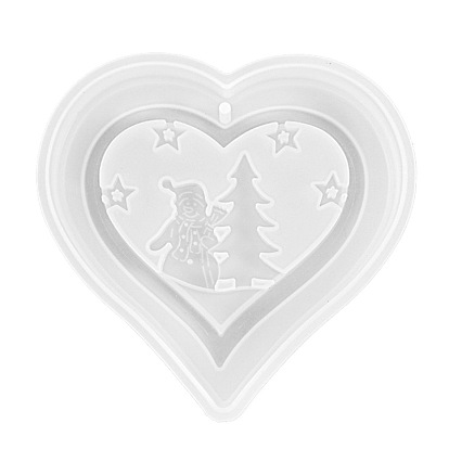 DIY Heart with Christmas Tree & Santa Claus Pendant Silicone Molds, Resin Casting Molds, for UV Resin & Epoxy Resin Jewelry Making