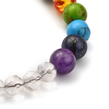 Chakra Leaf Crystal Suncatcher Dowsing Pendulum Pendants, with 304 Stainless Steel Split Key Rings, Glass and Gemstone Beads, Velvet Bag, Stainless Steel Color