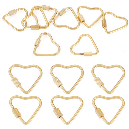 8 шт. 2 стили 304 подвески-замки с винтовым карабином из нержавеющей стали, для изготовления ожерелий, быстрые ссылки, сердце