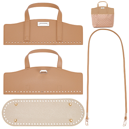 Наборы для изготовления кошельков, В комплекте: 1 шт. овальное дно из искусственной кожи, 2 шт. накладок на ручки сумки и 1 шт. ремешка для сумки из искусственной кожи