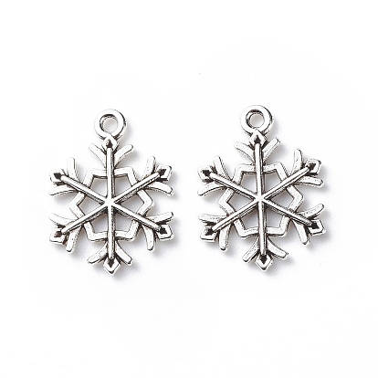 Tibetan Style Alloy Pendants, Lead Free & Cadmium Free, Snowflake, for Christmas, 21x16x2mm, Hole: 2mm