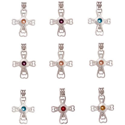 Alloy Pendants, with Acrylic Finding Beads, Cross
