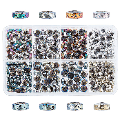240pcs 8 couleurs perles de pierre de lave naturelle électrolytique, Plat rond / disque, perles heishi, cahoteuse