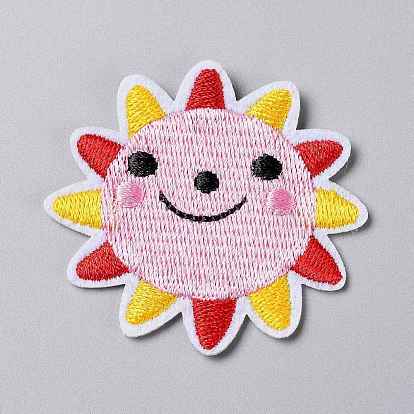 Computerized Embroidery Cloth Iron on/Sew on Patches, Costume Accessories, Appliques, Sun with Smile