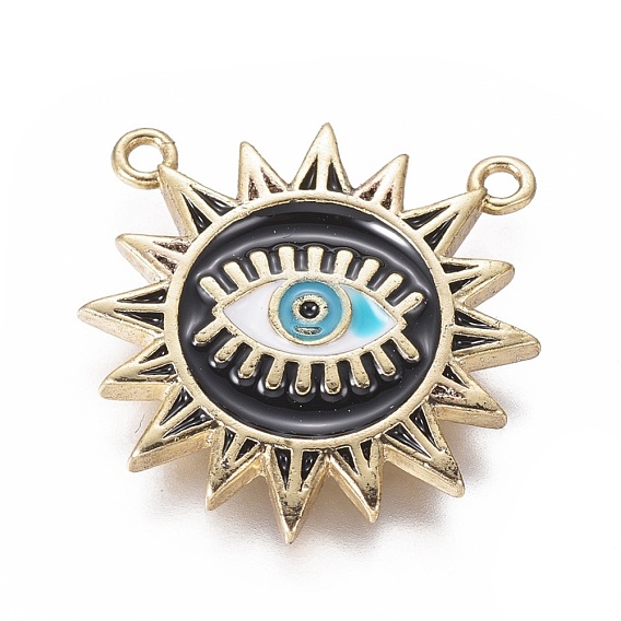 Brass Pendants, with Enamel, Sun with Evil Eye