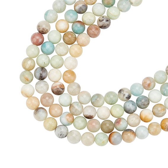Natural Flower Amazonite Beads Strands, Round