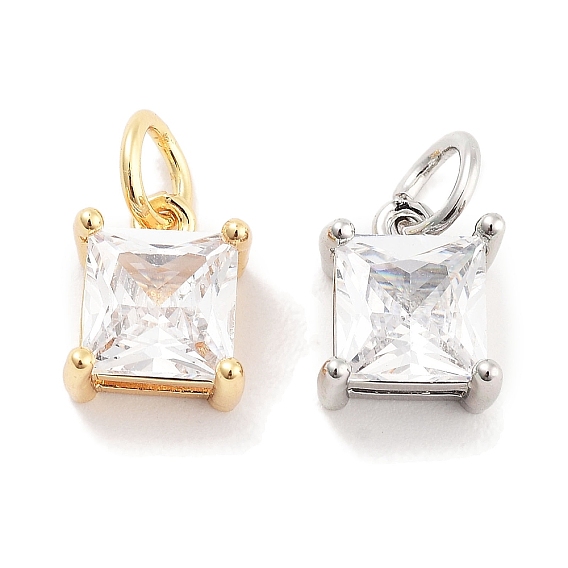 Латунь стекло кулоны, с целью перехода в кольце, квадратный