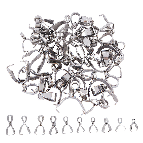 304 Stainless Steel Pinch Bails, Ice Pick Pinch Bails for Pendant Making