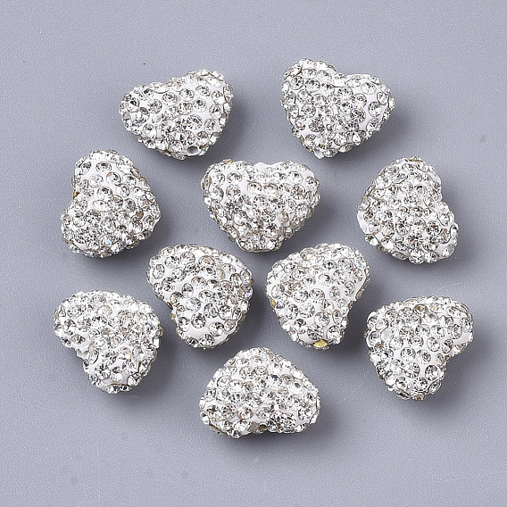 Бусины со стразами, полимерная глина , сердце