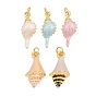 Brass Enamel Pendants, Conch Shape Charms, Rack Plating, Long-Lasting Plated, Lead Free & Cadmium Free, Real 18K Gold Plated