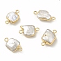 Baroque Natural Keshi Pearl Connector Charms, Square Links, with Brass Double Loops