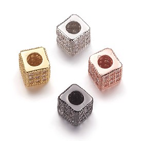 Brass Cubic Zirconia Beads, Cube