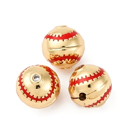 Круглые латунные микро проложить кубического циркония бусы, с эмалью, долговечный, стойки покрытие, без свинца и без кадмия