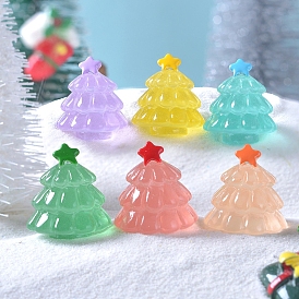 Luminous Resin Christmas Tree Figurines, Glow in the Dark Ornaments, for Home Decorations