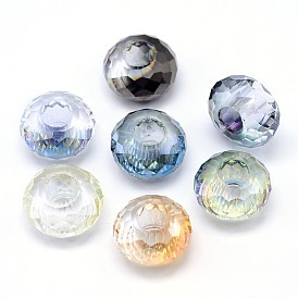 Perles en verre electroplate, demi-plaqué, facette, rondelle, 14x8mm, Trou: 5.5mm