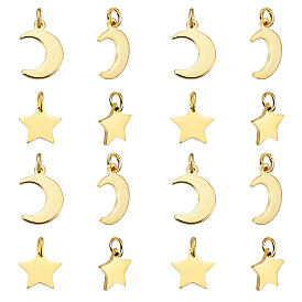 20 шт. 2 стиль вакуумное покрытие pvd 304 подвески из нержавеющей стали, с прыжковых колец, Луна и звезды