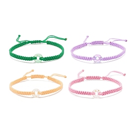 4Pcs 4 Color Donut Glass Braided Bead Bracelets Set, Adjustable Friendship Bracelets for Women