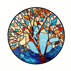 Décorations pendentif arbre de vie en acrylique, pour les décorations suspendues aux fenêtres, plat rond