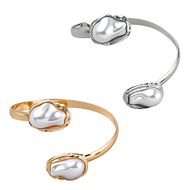 2шт. 2 цвета железные браслеты-манжеты, браслеты из искусственного жемчуга для женщин, со сплавом