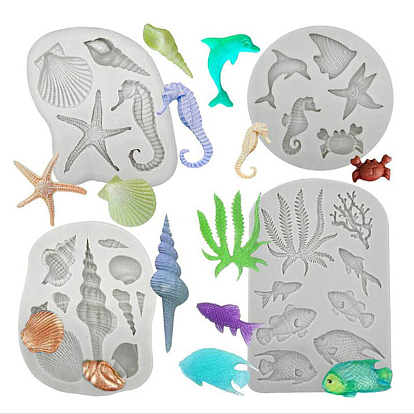DIY Sea Animals Shape Food Grade Silicone Molds, Fondant Molds, For DIY Cake Decoration, Chocolate, Candy