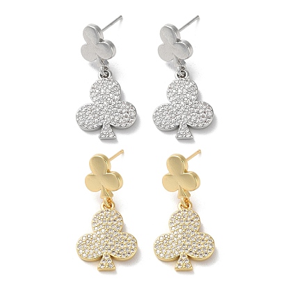 Brass Pave Cubic Zirconia Stud Earrings for Women and Men, Club
