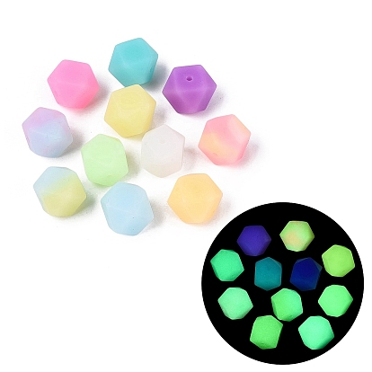 Светящиеся силиконовые бусины, шестиугольник, светится в темноте, граненые