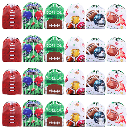 24 шт 6 стили регби полиэстер шнурок для хранения рюкзак сумки, прямоугольные сумки для лакомств, сумки для подарков, для йоги на открытом воздухе для путешествий и спорта