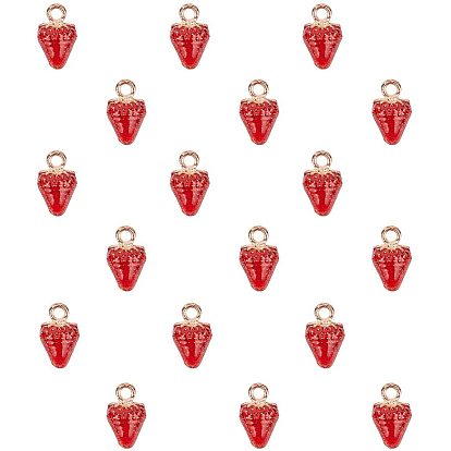 Alloy Enamel Pendants, Strawberry