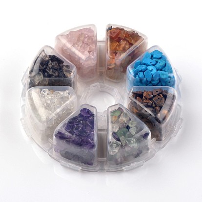 Chip Gemstone Beads, include Natural Fluorite & Rose Quartz & Tiger Eye & Amethyst & Carnelian & Quartz Crystal & Smoky Quartz & Synthetic Howlite