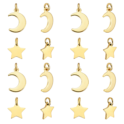 20 шт. 2 стиль вакуумное покрытие pvd 304 подвески из нержавеющей стали, с прыжковых колец, Луна и звезды
