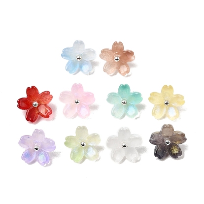 Стеклянные прелести, цветок, с латунной петлей платинового тона и блестящей пудрой, градиент цвета