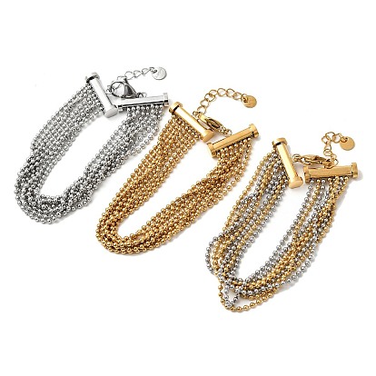 304 из нержавеющей стали браслеты многожильных, браслеты из шариковой цепи для женщин