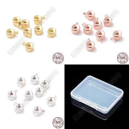 6 piezas 3 colores 925 cuentas engarzadas de plata esterlina, perlas espaciadoras sueltas, encantos de engarzado de tapón, plano y redondo