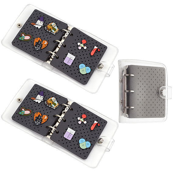 3Pcs PVC Binder Notebook Cover, 3-Ring Loose-Leaf Folder, with 15Pcs Felt Pin Collection Display