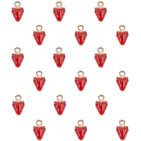 Alloy Enamel Pendants, Strawberry