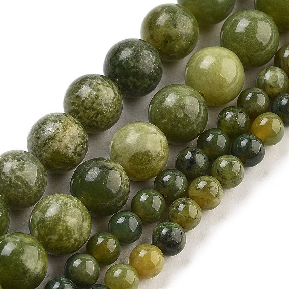 Натуральный канадский нефрит бисер пряди, круглые