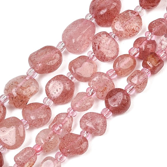 Naturel de fraise de quartz brins de perles, nuggets, Grade a