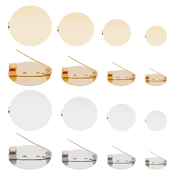 96 шт. 4 стили сплава основы для броши, плоско-круглые