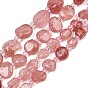 Naturel de fraise de quartz brins de perles, nuggets, Grade a