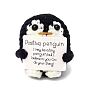 Cute Funny Positive Penguin Doll, Wool Knitting Doll with Positive Card, for Home Office Desk Decoration Gift