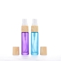 Empty Portable Frosted Glass Spray Bottles, Fine Mist Atomizer, with Wooden Dust Cap, Refillable Bottle