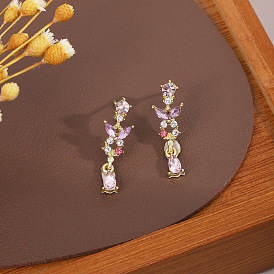 Alloy Butterfly with Teardrop Stud Earrings, Jewely for Women