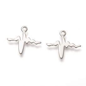 201 Stainless Steel Charms, Laser Cut, HeartBeat