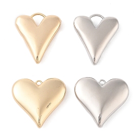 Brass Pendants, Back Hollow, Heart Charms